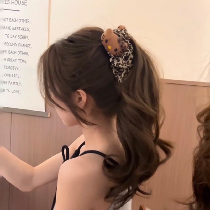 豹纹Kitty猫香蕉扭扭夹女高级感后脑勺发夹马尾竖夹发卡夹子头饰|undefined