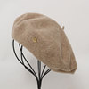 Metal demi-season beret for adults with letters, simple and elegant design, french style