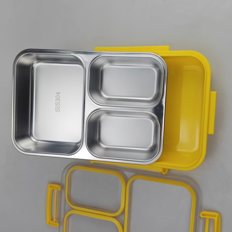 304不锈钢饭盒三格防串味冰箱冷藏保鲜盒收纳盒带盖多用途零食盒|undefined