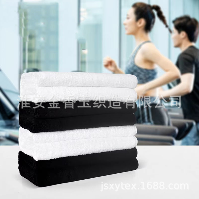 Jinxiangyu 100% Cotton Black and White Custom Gym Towel with Logo Support Customization Customized Logo