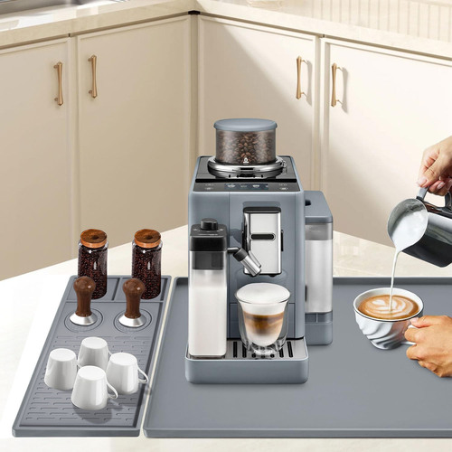 Silicone coffee machine mat European 2-piece detachable coffee bar mat Quick-drying square 2-in-1 protective mat