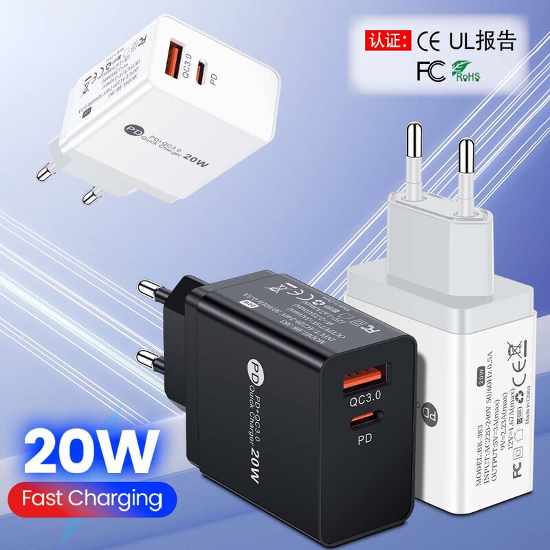 1Pcs High Voltage Resistance 20W Usb-A+Usb-C Type Interface Fast Charging Qc3.0 Mobile Phone Charger Fast Charging 1Pcs High Voltage Resistance 20W Usb-A+Usb-C Type Interface Fast Charging Qc3.0 Mobile Phone Charger Fast Charging