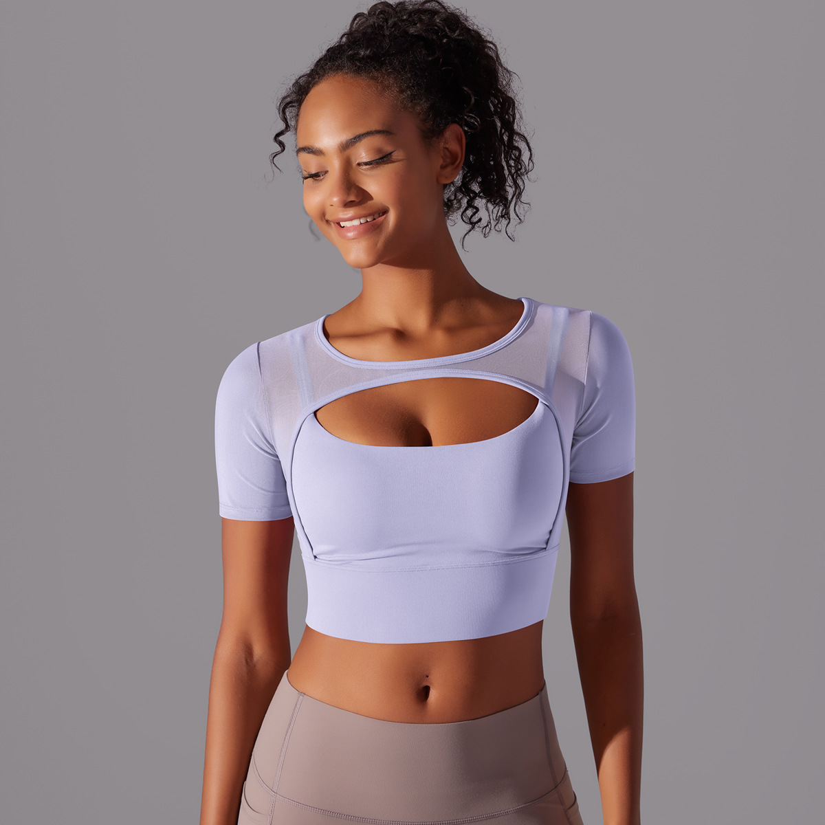 182g Weight Short Sleeve Sleeve Length Pullovers Placket Type Nylon, Spandex Fabric Type Short Top Length T-shirt Tops Type Yoga, Sports Occasion Round Neck Neckline Solid Color Pattern Women Gender Hollow Out Craft Fitness Sport Style Solid Color Nylon Spandex Round Neck Hollow Out Active Tops T-shirt 61