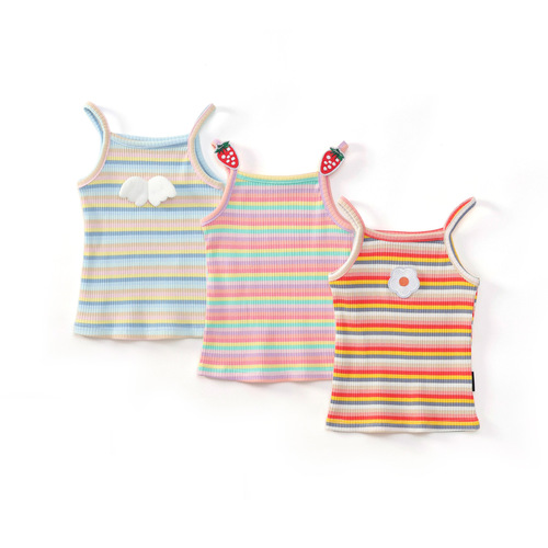 MDD Girls' Top Cool 2025 Summer New Arrival Pure Cotton Sleeveless Strappy Two-Piece Set Trendy Cute Baby Girl
