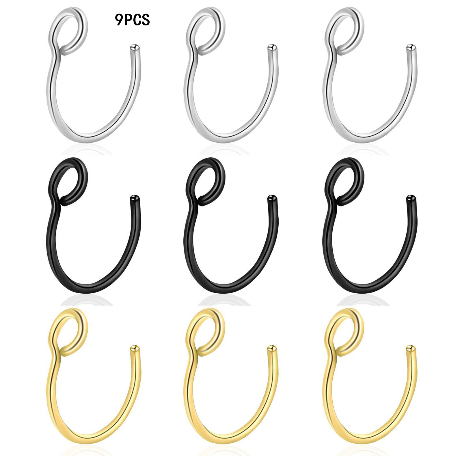 AliExpress anillo de nariz falso de acero inoxidable aro gancho de pescado nariz uñas diafragma piercing hombres y mujeres Universal piercing labio anillo