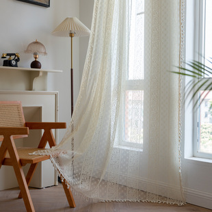 Manufacturer's Best-Selling White Gypsophila Jacquard Lace Curtains Finished Gauze Curtains Living Room Balcony Bedroom Floating Curtain Decoration