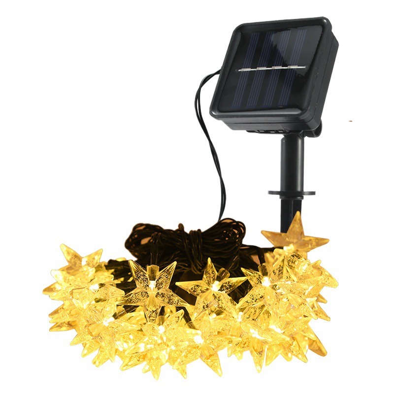 Transfronterizo nuevo LED solar estrella luz cadena al aire libre impermeable patio Decoración LED burbuja estrella color intermitente luz cadena