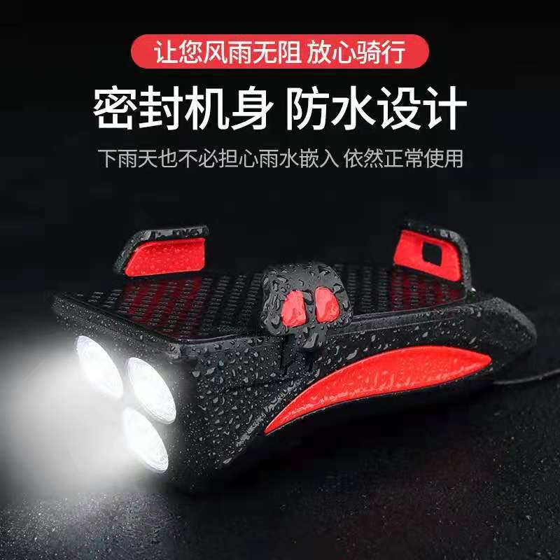 Luz de bicicleta faro tesoro de carga USB con soporte para teléfono móvil luz de advertencia de luz de cuerno de bicicleta soporte para teléfono móvil