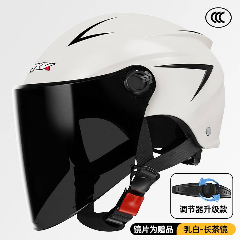 3C certificado casco de coche eléctrico verano de los hombres protección solar medio casco mujer cuatro estaciones batería motocicleta invierno cálido casco