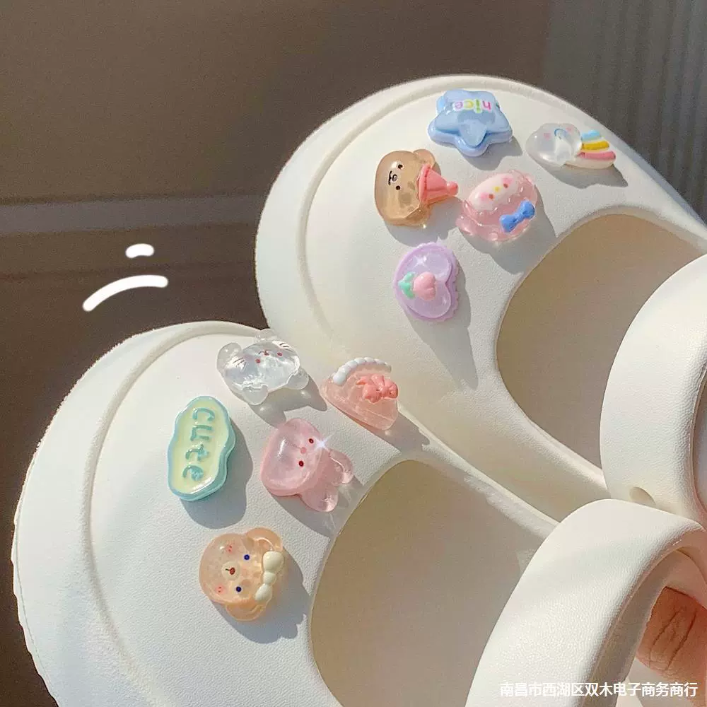 Новый мультфильм милый трехмерный мультфильм Медведь кроличья Нора обувь аксессуары обувь для девочек украшения обувь Цветочная обувь Пряжка