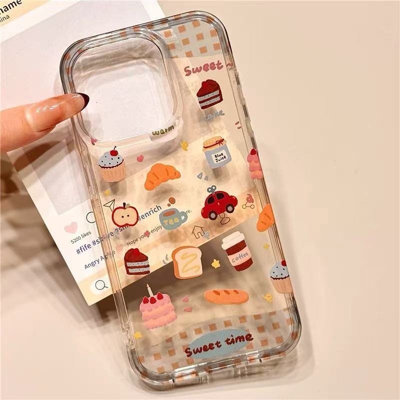Xiaozhong ins pastel pan ilustración aplicable iphone16ProMax pulsera 14 Apple 15P funda para teléfono móvil 13 mujer