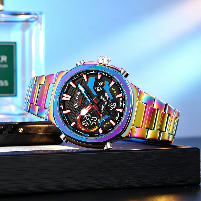 STRYVE hombre reloj deportivo resistente al agua reloj electrónico de cuarzo hombre reloj de pulsera de acero inoxidable reloj electrónico 8033