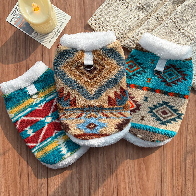 Otoño y invierno Isla de Fair gatos grandes perros ropa de mascotas accesorios dibujos de ropa de ropa nacional que oso fondo de pelo