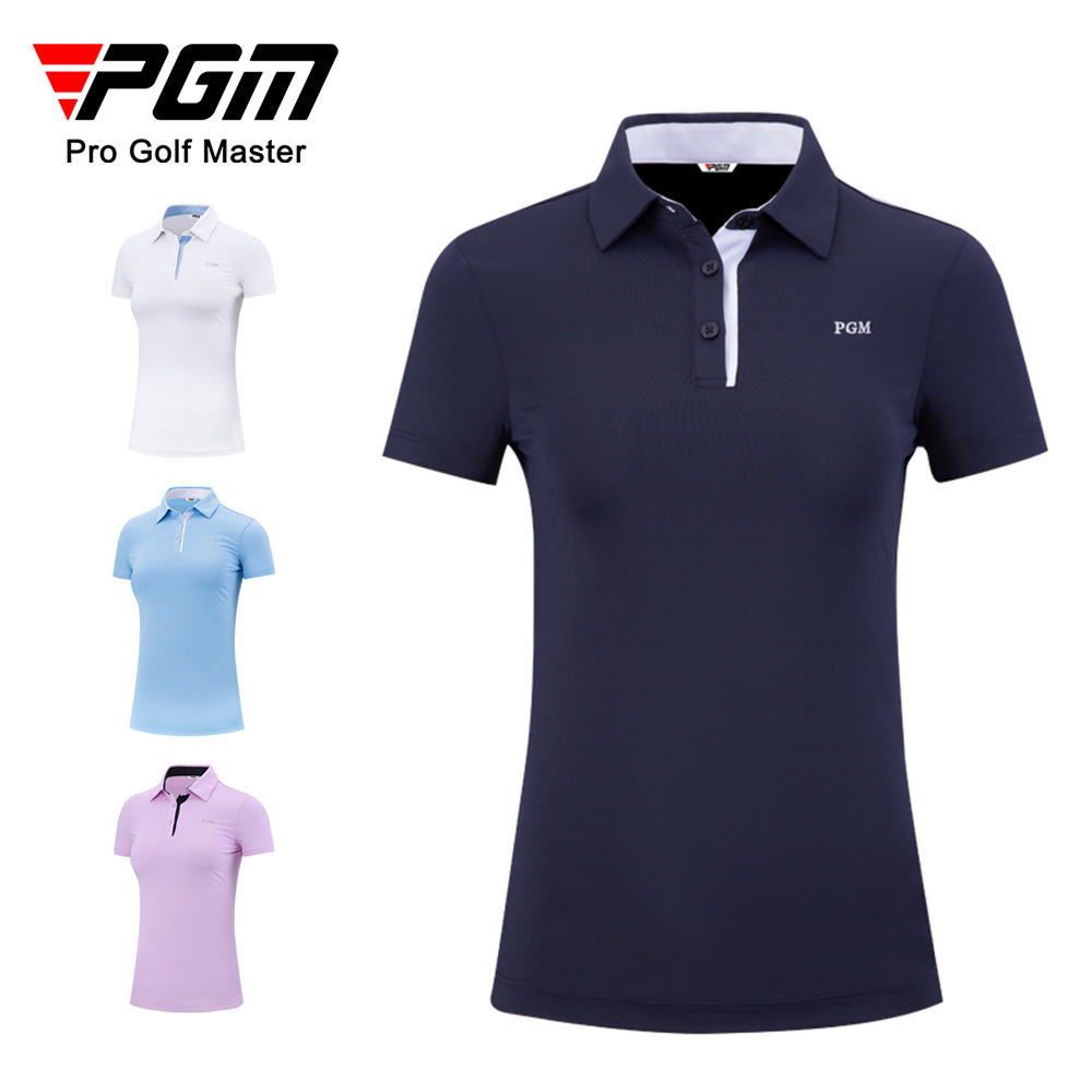 Áo thun golf nữ ngắn tay cổ tròn, chất liệu thun thể thao nhanh khô — YF486-màu xanh nước biển, YF486-màu tím, YF486-Màu xanh nhạt, YF486-màu trắng