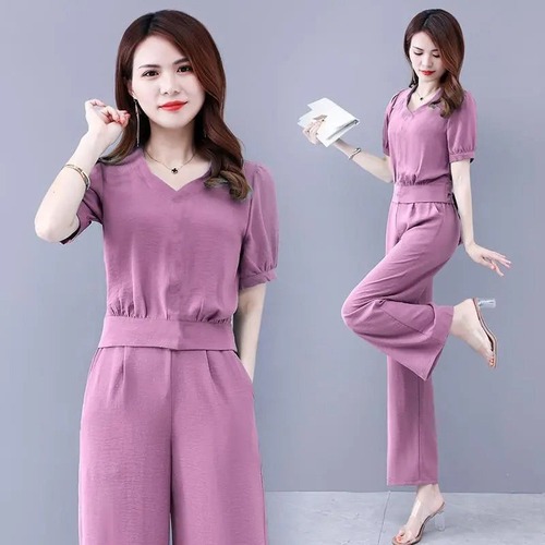 175# Fashion Summer Set for Women, Trendy, Stylish, and Youthful, Goddess Style, Covering the Belly, Two-Piece Pants