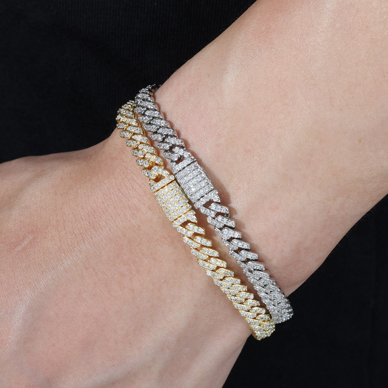 European and American Cross-Border Hip-Hop 6mm Single Row Zircon Cuban Chain Bracelet Wholesale Accessible Luxury High-End Men's Jewelry Accessories