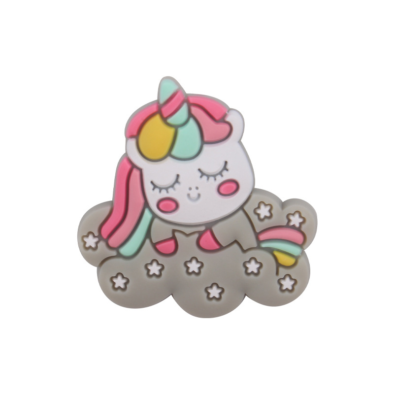 Nuevo bebé suministros dibujos animados lindo unicornio cuentas de silicona creativo DIY chupete cadena pulsera mordedor Accesorios