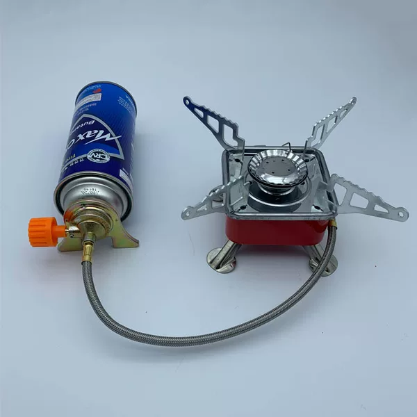 Mini cassette furnace convenient carrying small square furnace foldable stove head gas tank furnace multi-function lengthened hose small square furnace