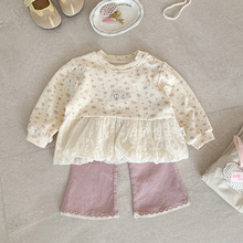 女童碎花卫衣春季新款韩版洋气宝宝长袖套头衫婴幼儿百搭上衣 a类