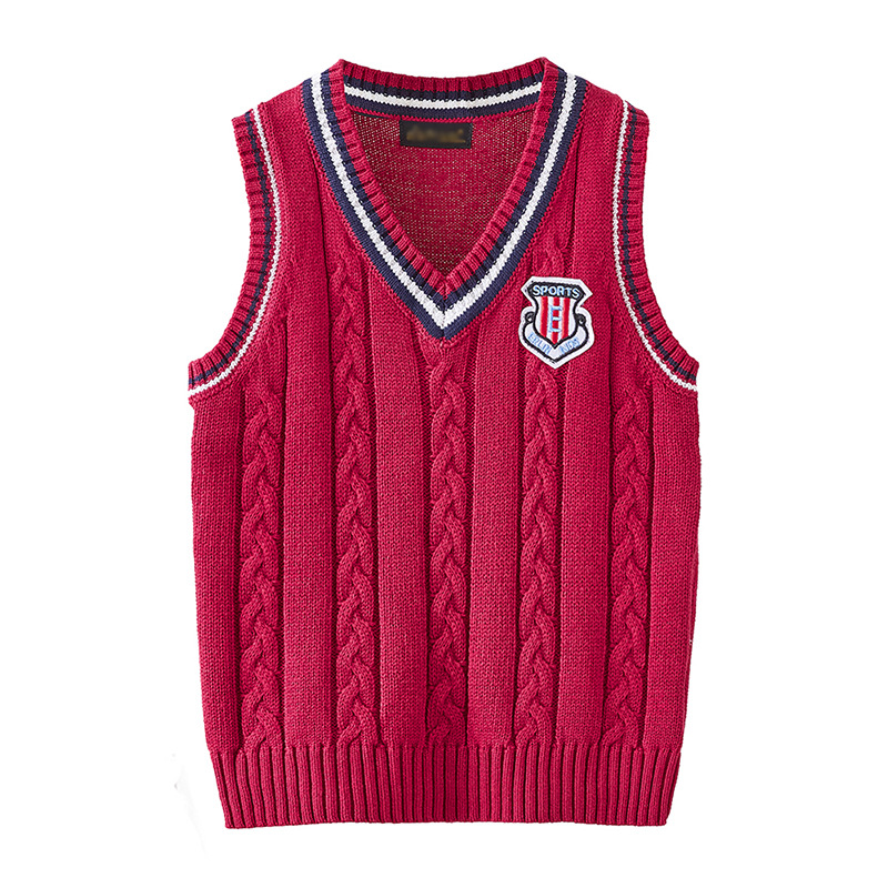 Chaleco de lana de algodón Twist niños y niñas de punto chaleco suéter medio y grande niños kindergarten uniforme escolar coreano al por mayor