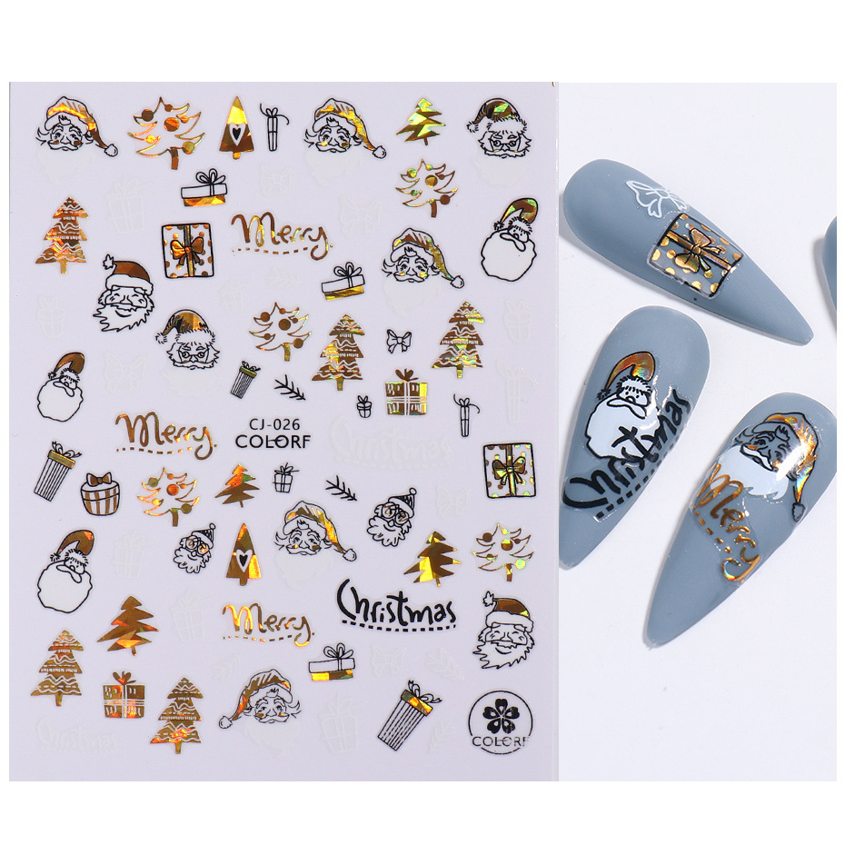 3g Weight Nail Patches Nail Supplies 1 Piece Quantity Santa Claus Pattern Simple Style Style Simple Style Santa Claus Paper Nail Patches 1 Piece 12