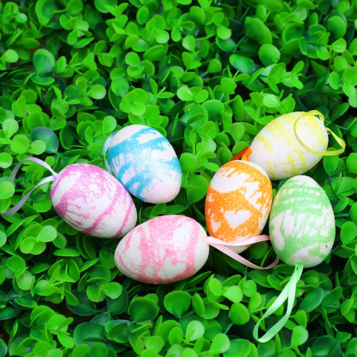 Cross-border wholesale Easter eggs DIY painted patterns simulation eggs holiday scene layout decoration pendants