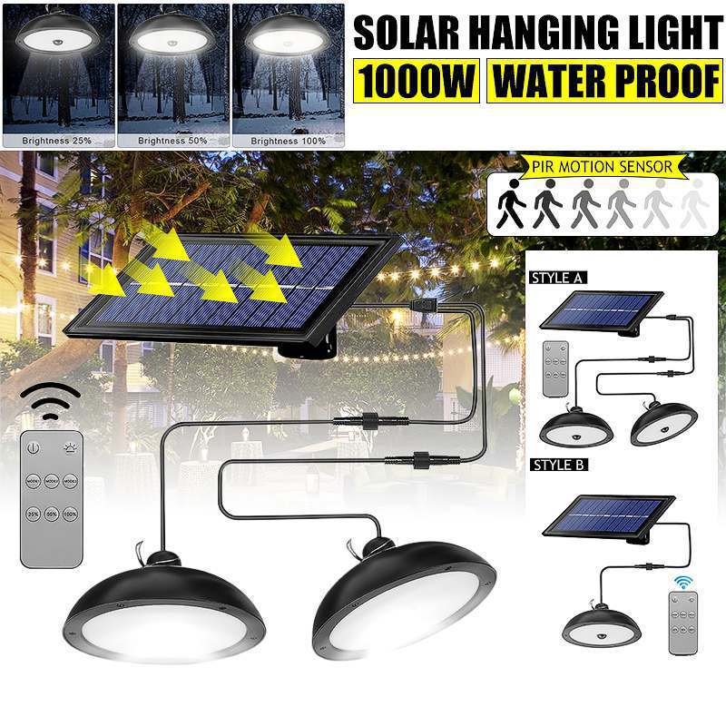 Nueva lámpara solar LED de interior brillante al aire libre de doble cabeza impermeable lámpara de comedor Super brillante retro bombilla de la lámpara