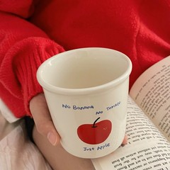 かわいいフリップセラミックカップチェリーカップ模造紙カップセラミックカップカップルコーヒーカップ子猫ミルク朝食カップハンドヘルド