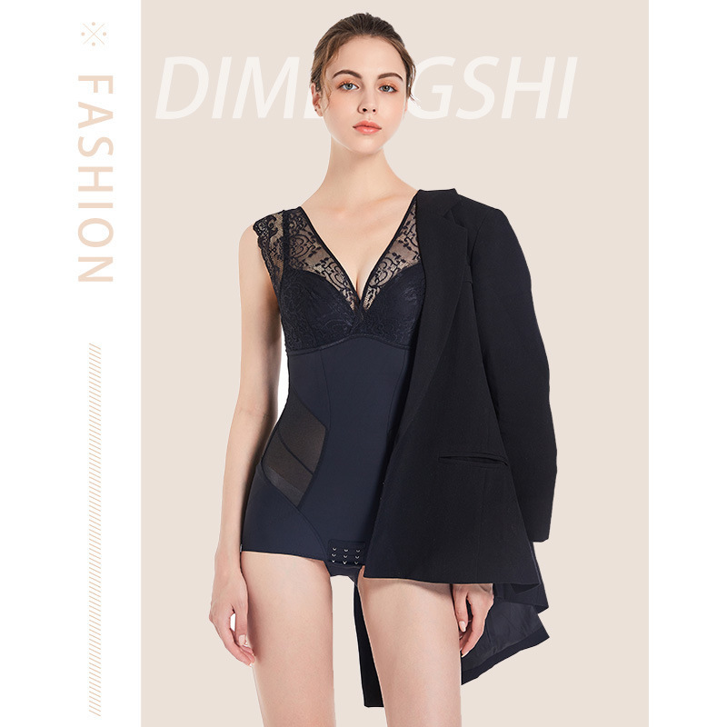 French Lace Back-Shaping Bodysuit, Level 3 Slimming Garment, Waist-Cinching Sexy Shapewear, Body-Shaping Tight-Fitting Shapewear