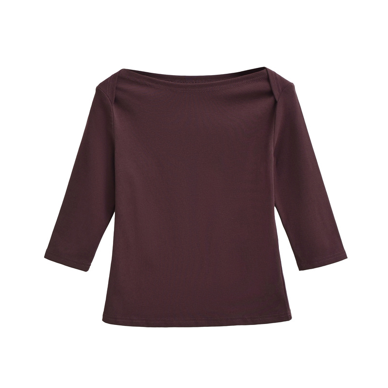 French-Style High-Intelligence Sailboat Collar Retro Three-Quarter Sleeve T-Shirt for Women, Autumn Slim-Fit Versatile Top French-Style High-Intelligence Sailboat Collar Retro Three-Quarter Sleeve T-Shirt for Women, Autumn Slim-Fit Versatile Top