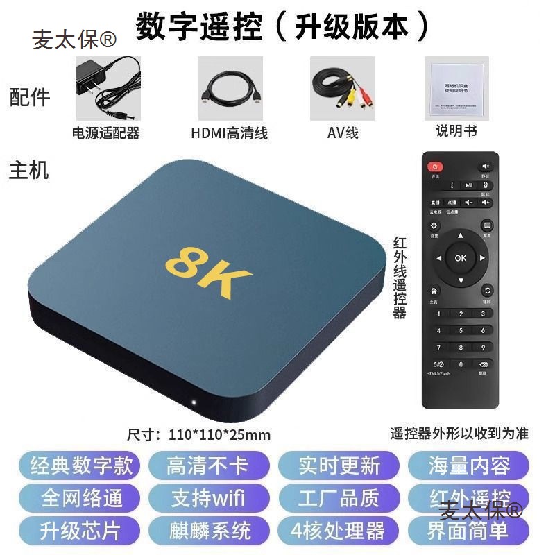 2025 New 8K Ultra-Clear Picture Quality Set-Top Box Tv Wireless Wifi Smart Voice Projection Box Metabo