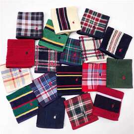 出口日本经典款式刺绣纯棉毛圈柔软口袋男士面巾毛巾方巾手帕