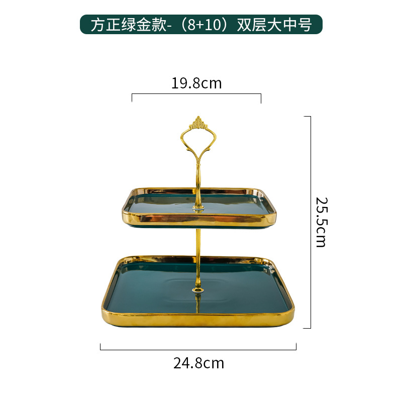 Luz nórdica de lujo de tres capas plato de fruta sala de estar hogar cerámica caramelo merienda plato té de la tarde postre mesa de decoración bandeja