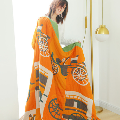 紗布毛巾被純棉單人雙人夏涼被子薄款午睡蓋毯夏天沙發毯壹件代發