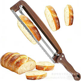 跨境木质面包刀可调节吐司法棍分片器面包切片工具切割锯面包刀