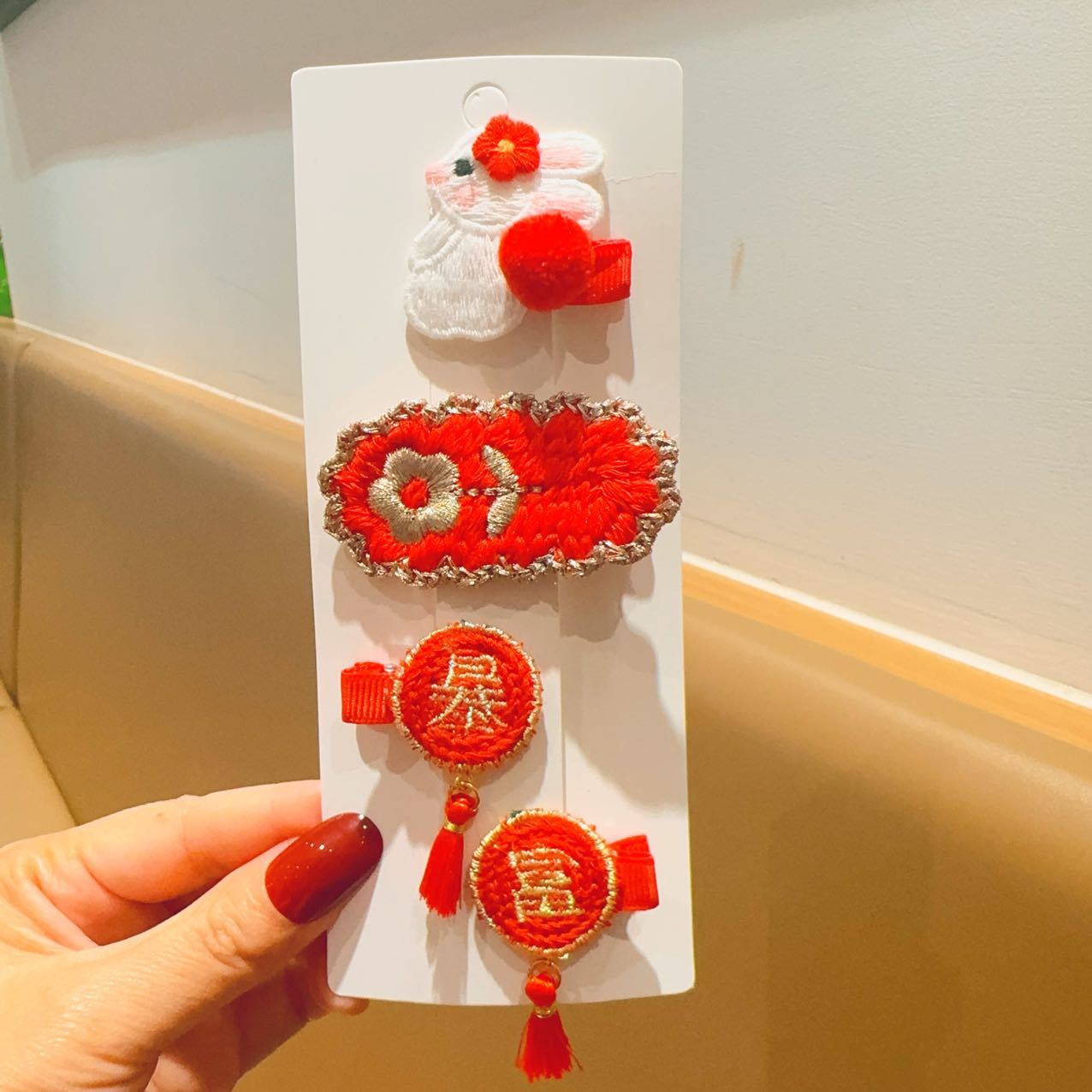 Clip de cabello de arco rojo lindos dibujos animados para bebés no lastimar el cabello de niñas tejido pinzas de cabello de niñas joyas para el cabello