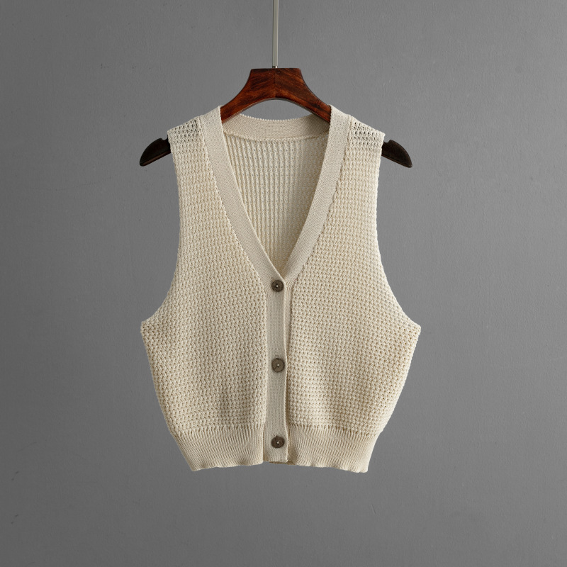 Fashionable Knitted Women Summer V neck Sleeveless Vest High Waist Straight Pants Two Piece Set