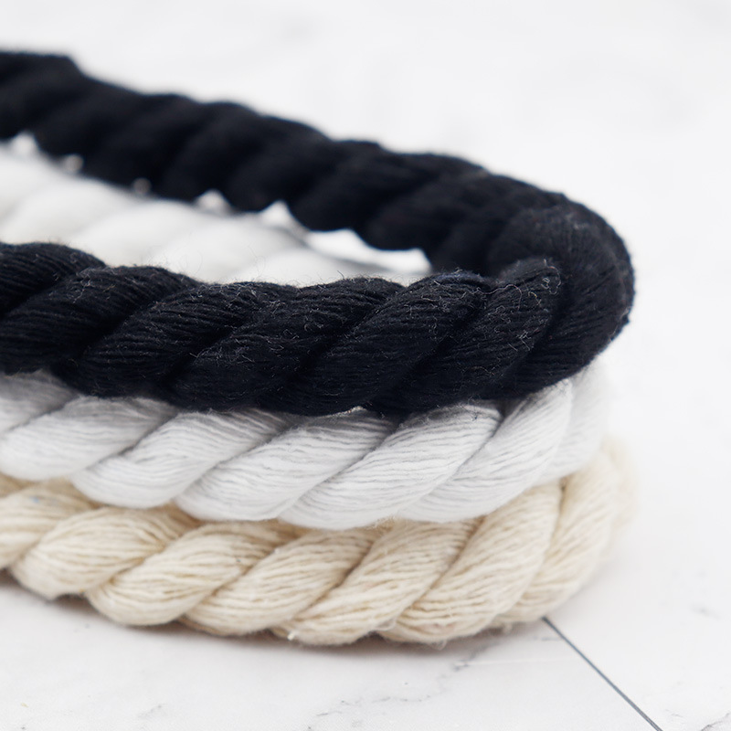 Cuerdas trenzadas a mano Kurojin gruesas 1cm redondas de color sólido de tres hebras de algodón cordón de cáñamo zapatos bolsas decoración de ropa