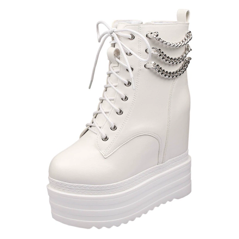 Осенне-зимние новые сапоги Martin с увеличением внутреннего роста 13 см, женские модные сапоги в британском стиле на толстой подошве, короткие сапоги на танкетке, небольшие короткие сапоги для увеличения роста