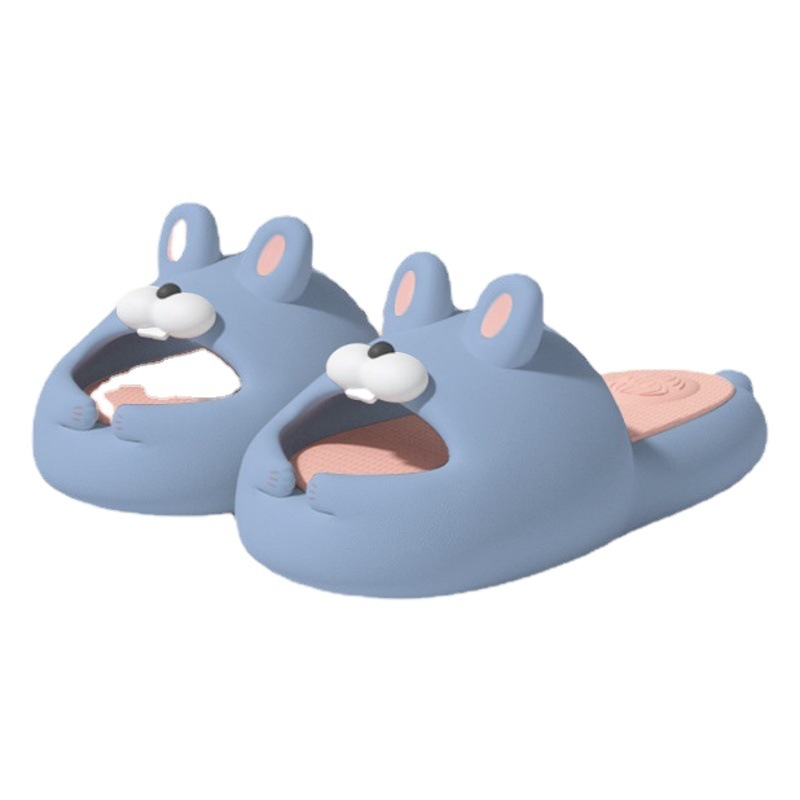 Original de dibujos animados lindo Moji conejo suave Fondo papá zapatos interior antideslizante sandalias de fondo grueso verano casa EVA zapatillas