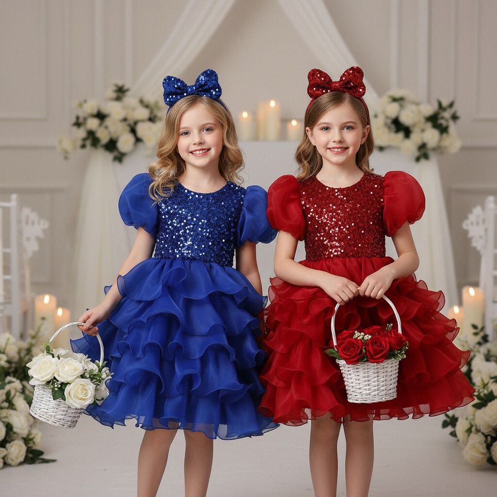 (Cross-border trading), children's evening dress, headband 4