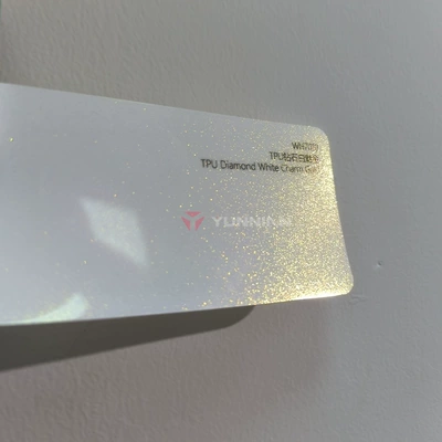 Auto Color Change Film — to red, gold, blue, purple, car - tpu-diamond-white-charming-gold-15215m