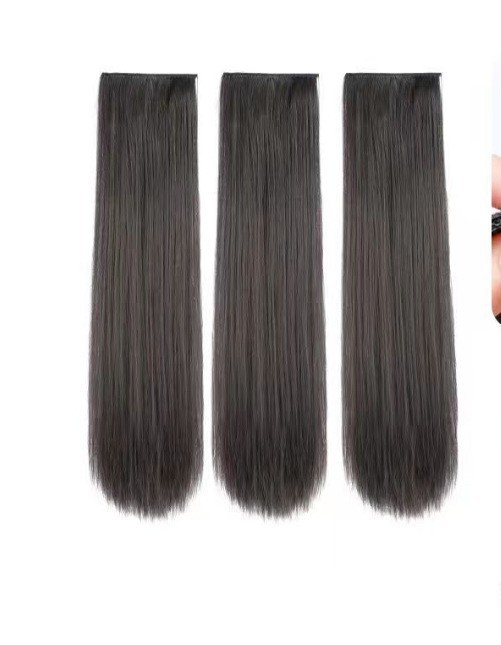 Peruca de cabello largo de mujer tipo tres piezas de imitación de cabello humano largo ondulado cabello largo recto flojo aumento de cabello invisible extensión de cabello sin rastro