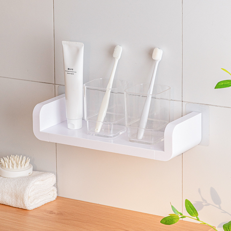 Estante de almacenamiento para baño sin perforar, estante de almacenamiento para baño, dormitorio, estante de doble capa, estante combinado de plástico para lavabo