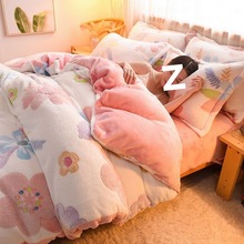 双面珊瑚绒被套单件冬天加厚法莱法兰绒被罩加绒1.5米学生单双人