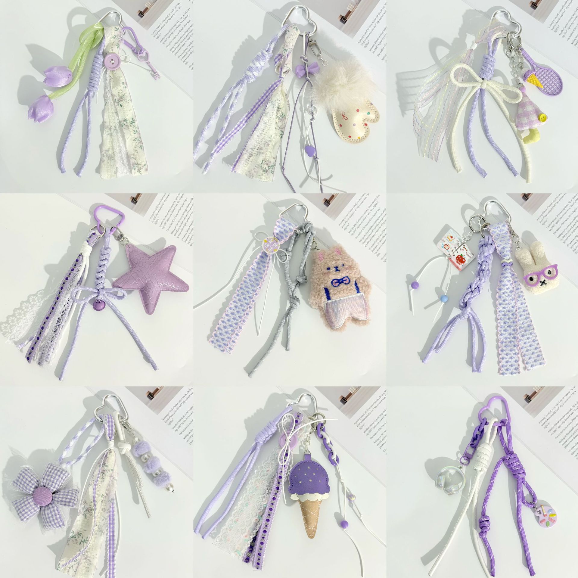 miu系挂饰潮玩盲盒包挂饰diy配件跨境高级感紫色系列现货批发