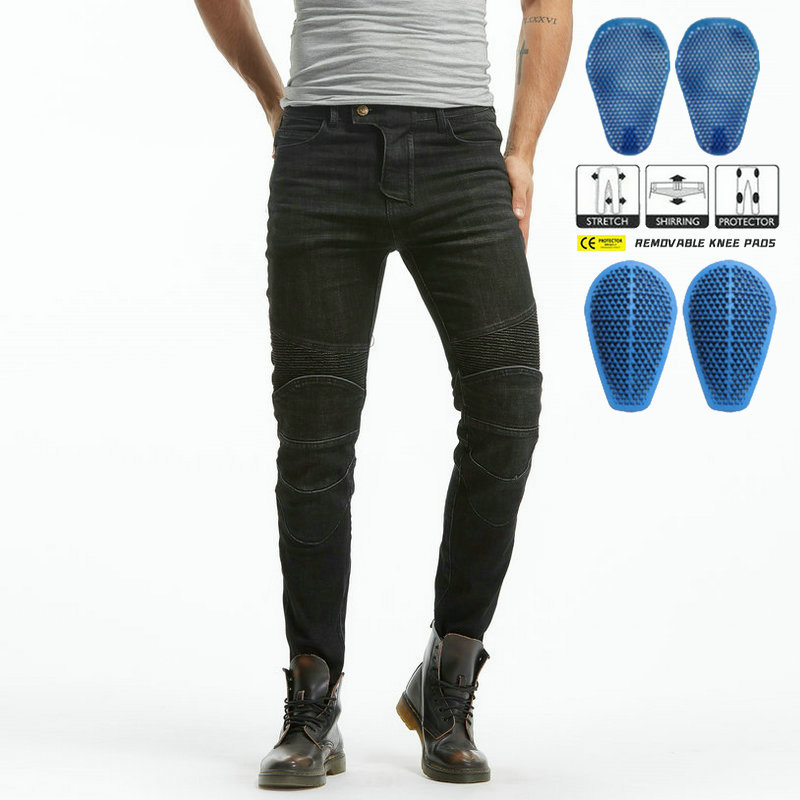 Pantalones de la motocicleta pantalones vaqueros de los hombres retro angustiado casual pantalones de la motocicleta stretch montar Caballero anti-caída de silicona