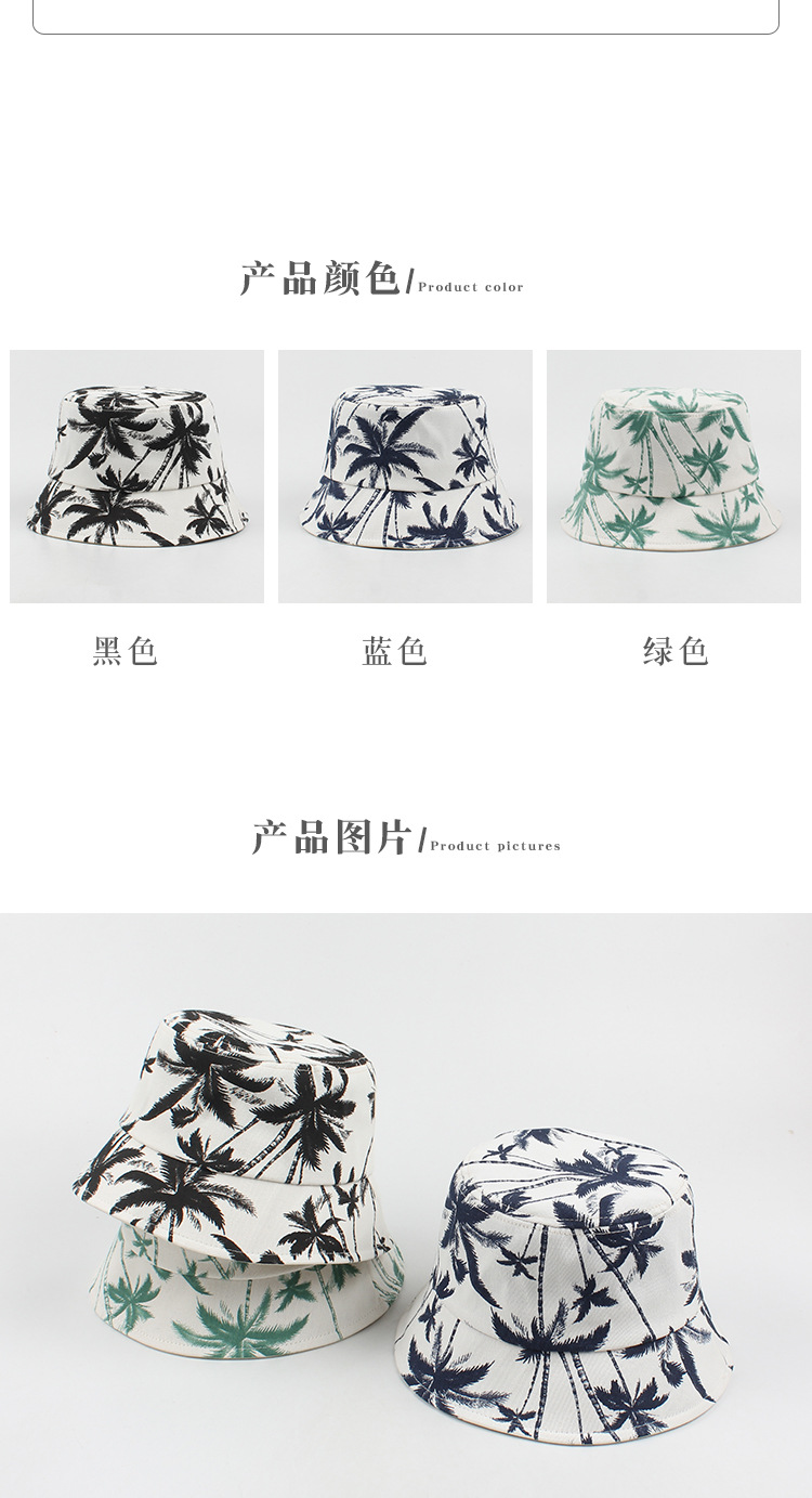 Korean Coconut Print Sunscreen Fisherman Hat display picture 2