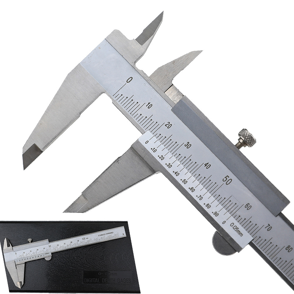 HUOTO游标卡尺不锈钢高精度0-100mm测量深度高度游标卡尺