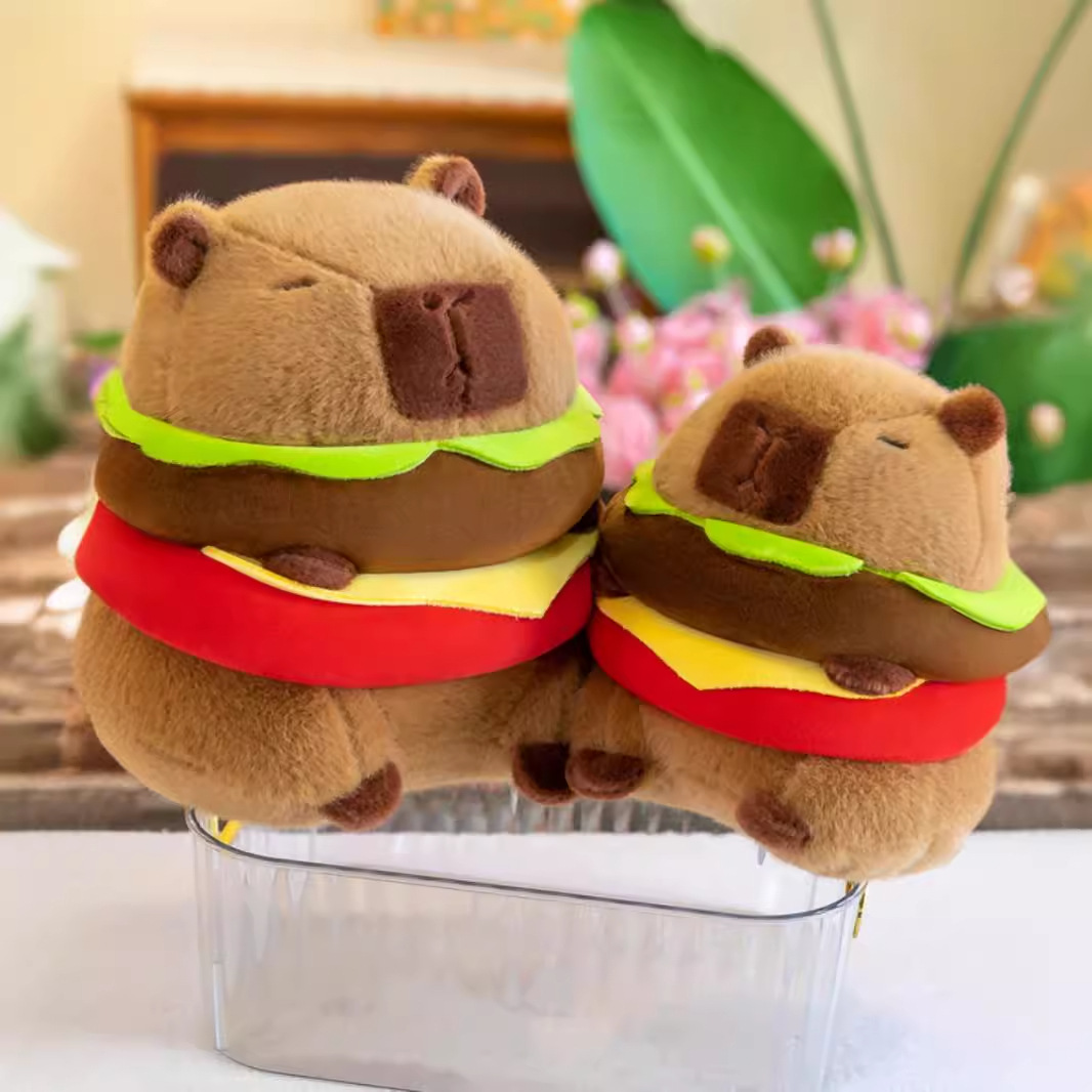 Red roja Kapibala muñeca peluche hamburguesa carpincho muñeca muñeca fea linda muñeca regalo de cumpleaños niña